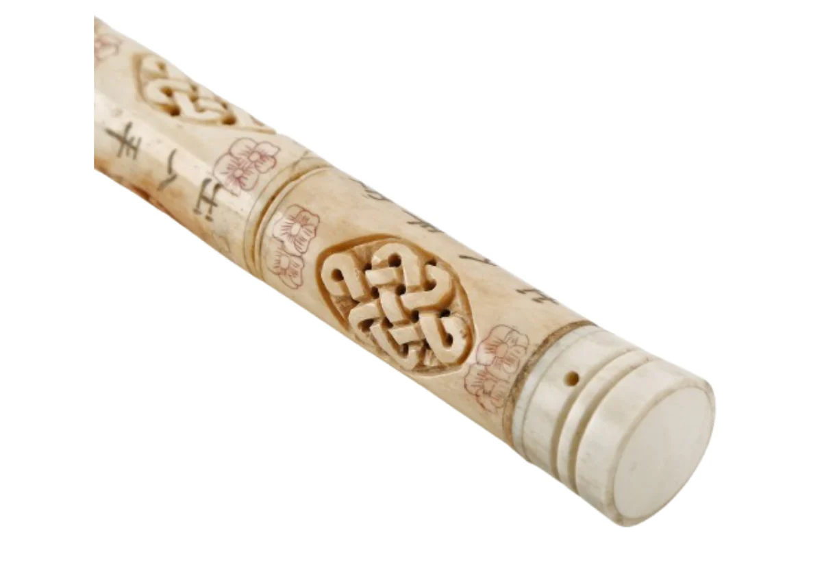 BONE CALLIGRAPHY BRUSH WITH HAND CARVED LUCKY PATTERN - Image 2