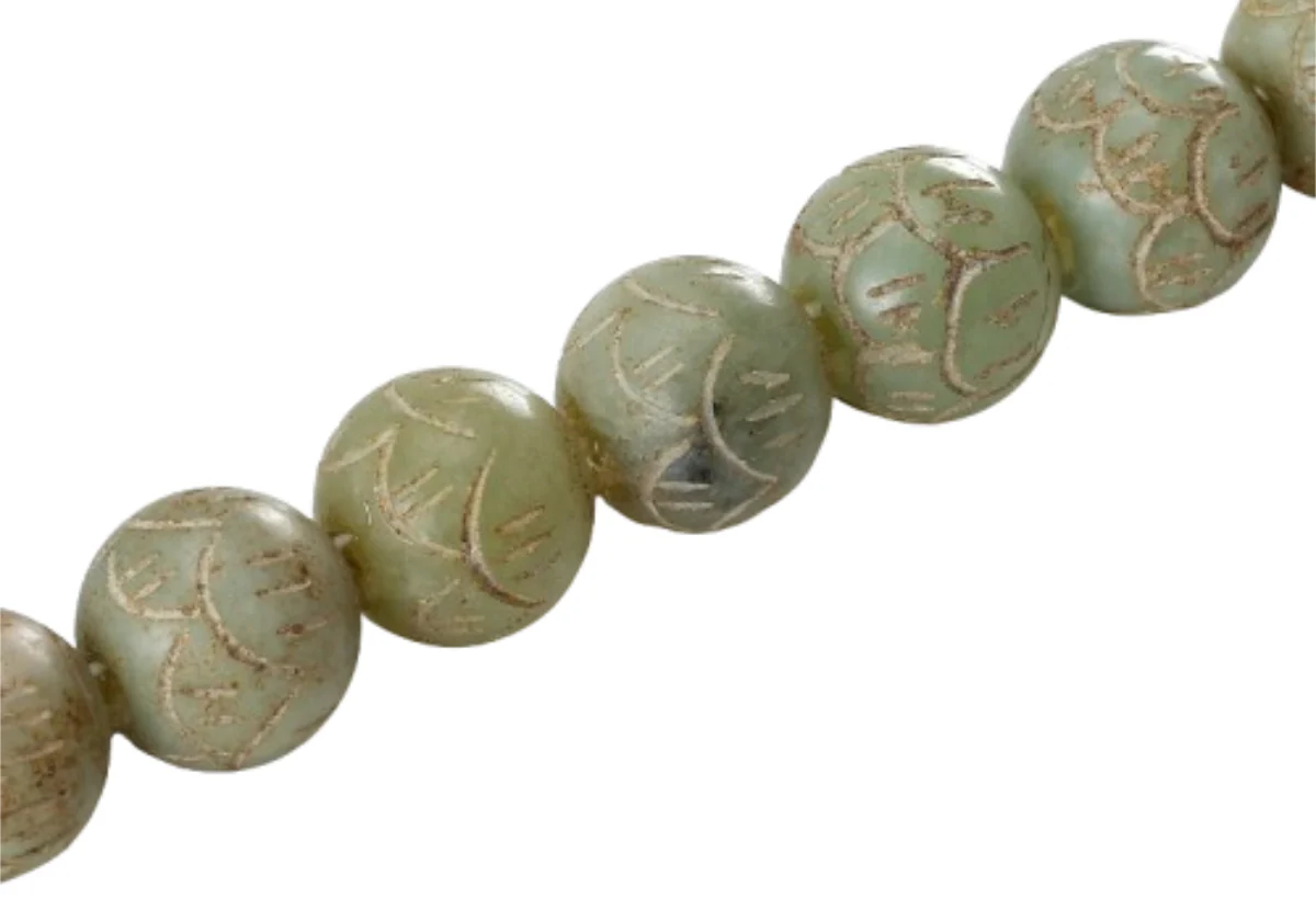 CARVED NEUTRAL GREEN JADE BEADS CALLIGRAPHY BRUSH - Image 2