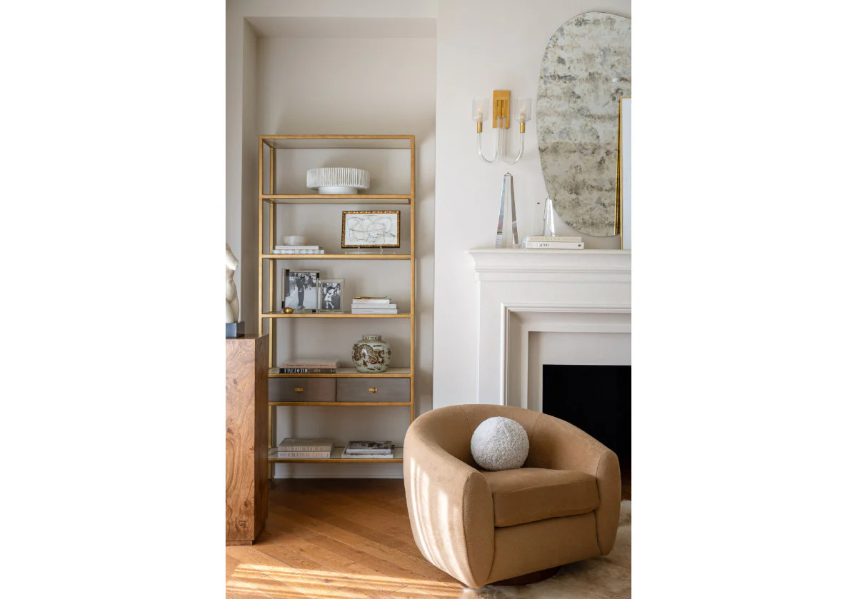 COCOON SWIVEL TILT CHAIR |  Mohair Wool Blend in Camel - Image 14