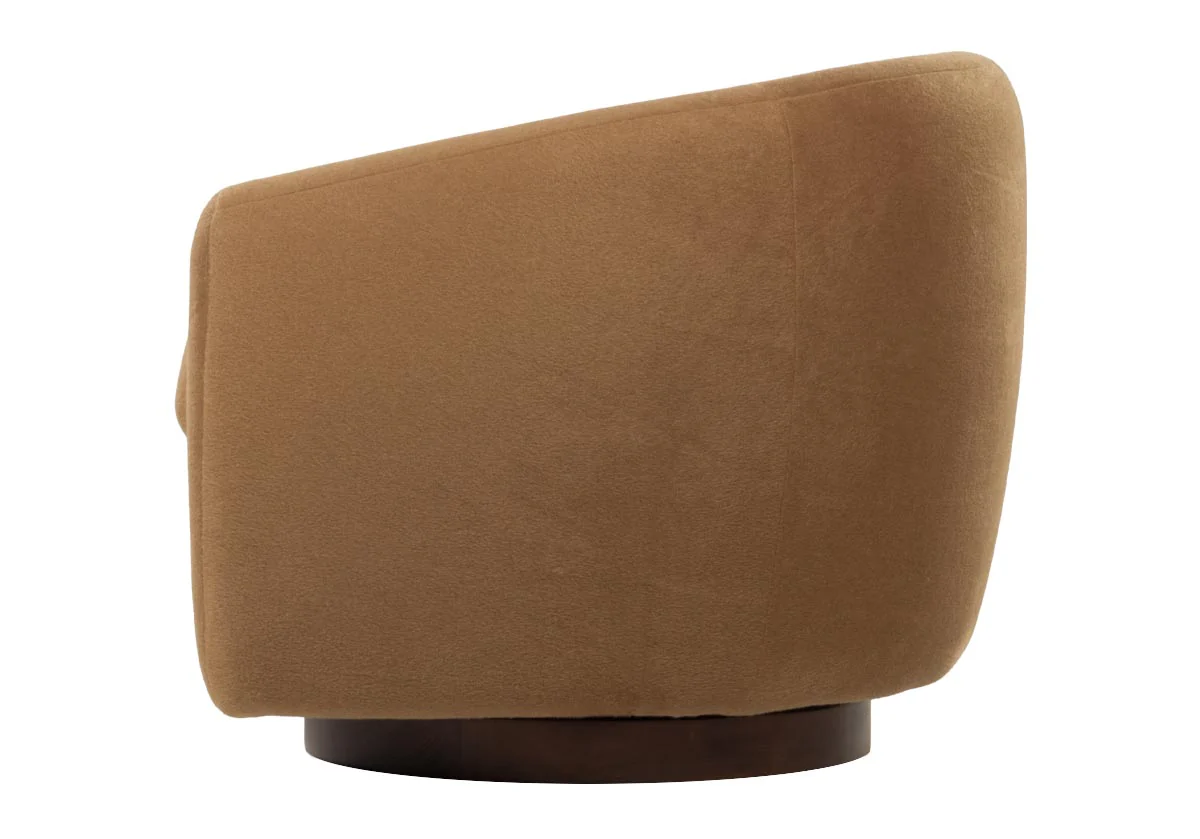 COCOON SWIVEL TILT CHAIR |  Mohair Wool Blend in Camel - Image 5