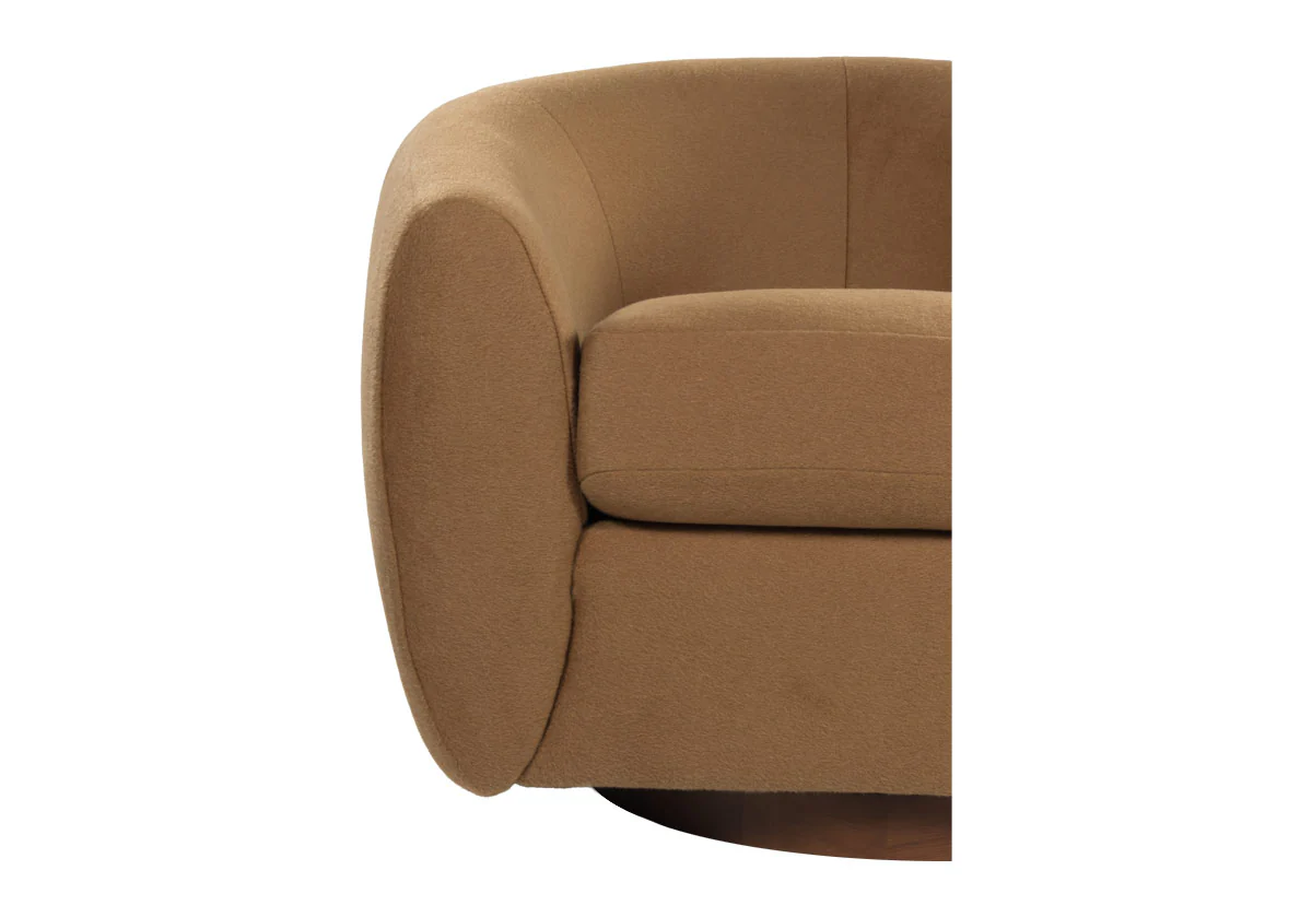 COCOON SWIVEL TILT CHAIR |  Mohair Wool Blend in Camel - Image 6