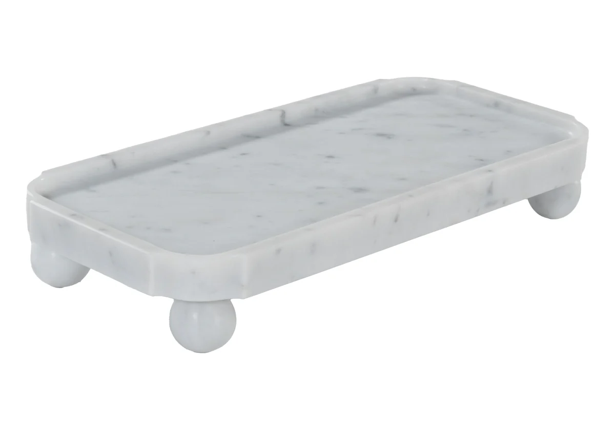 GRAND MARBLE FOOTED TRAY | Bianco Carrara - Image 4