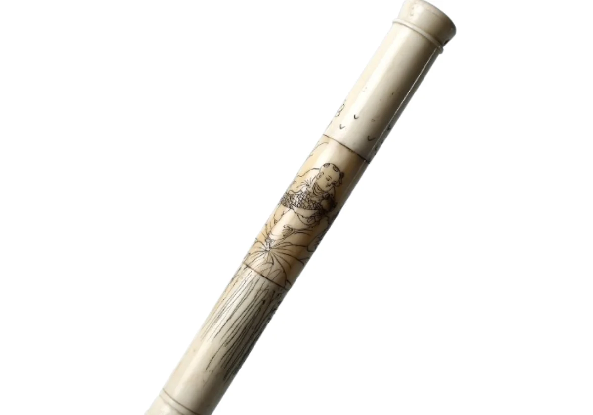 HAND CARVED WHITE BONE CALLIGRAPHY BRUSH - Image 3