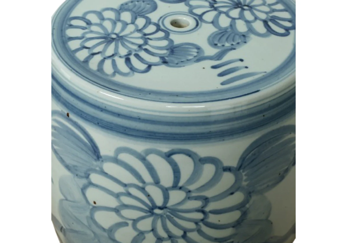HIGH BLUE AND WHITE GARDEN STOOL - Image 2