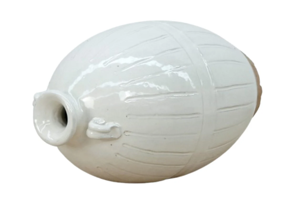 OFF WHITE CERAMIC POT | Stripes - Image 2