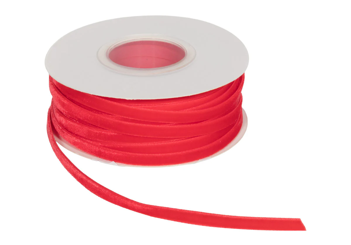 POPPY RED VELVET RIBBON | .25" - Image 3